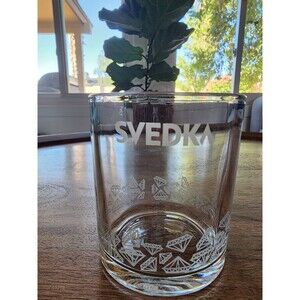 RARE Svedka Vodka Icy Diamonds Sipping Rocks Tumbler Glass | Etched